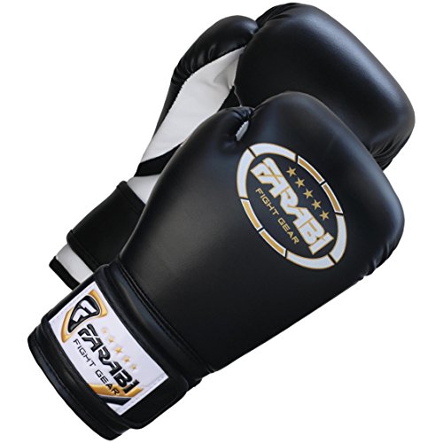 FARABI 8oz Junior Boxing Gloves Kids Boxing Gloves 8-oz Boxing Gloves Sparring, Training Bag Mitt Gloves for Punching, Sparring, Workout, Training (8-OZ, Black)