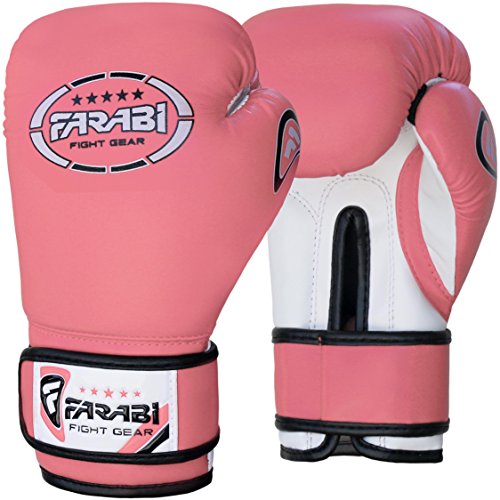 FARABI 8oz Junior Boxing Gloves Kids Boxing Gloves 8-oz Boxing Gloves Sparring, Training Bag Mitt Gloves for Punching, Sparring, Workout, Training (8-OZ, Pink)
