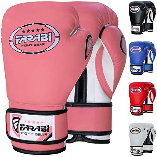 FARABI 8oz Junior Boxing Gloves Kids Boxing Gloves 8-oz Boxing Gloves Sparring, Training Bag Mitt Gloves for Punching, Sparring, Workout, Training (8-OZ, Pink)