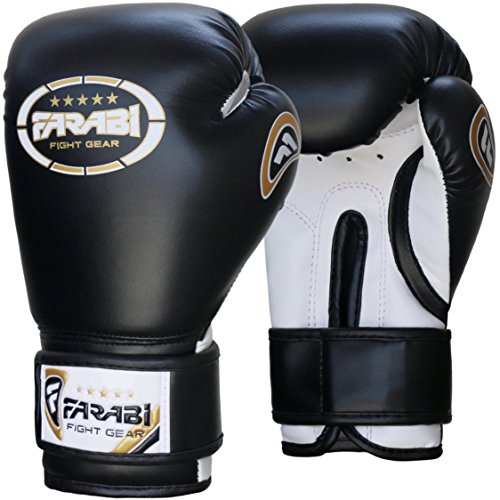 FARABI 8oz Junior Boxing Gloves Kids Boxing Gloves 8-oz Boxing Gloves Sparring, Training Bag Mitt Gloves for Punching, Sparring, Workout, Training (8-OZ, Black)