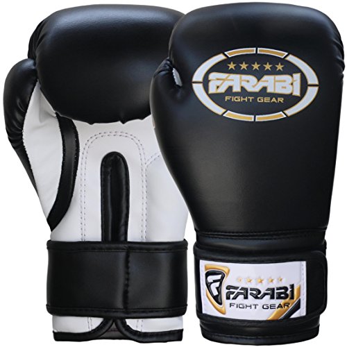 FARABI 8oz Junior Boxing Gloves Kids Boxing Gloves 8-oz Boxing Gloves Sparring, Training Bag Mitt Gloves for Punching, Sparring, Workout, Training (8-OZ, Black)