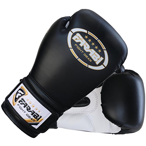 FARABI 8oz Junior Boxing Gloves Kids Boxing Gloves 8-oz Boxing Gloves Sparring, Training Bag Mitt Gloves for Punching, Sparring, Workout, Training (8-OZ, Black)