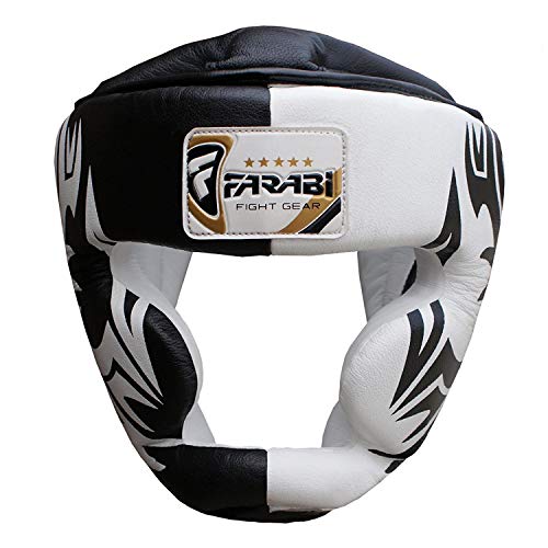 FARABI Boxeo Guardia Protector de Cabeza del Casco de Entrenamiento MMA Pro para Toda la Cara, Protección Cheek Sombreros y tocados de Cuero Real (XL) FARABI Boxeo Guardia Protector de Cabeza del Casco de Entrenamiento MMA Pro para Toda la Cara, Protección Cheek Sombreros y tocados de Cuero Real (XL)
