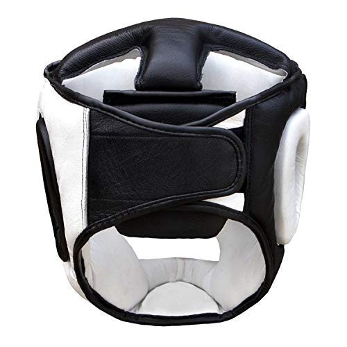 FARABI Boxeo Guardia Protector de Cabeza del Casco de Entrenamiento MMA Pro para Toda la Cara, Protección Cheek Sombreros y tocados de Cuero Real (XL)