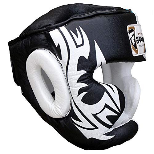 FARABI Boxeo Guardia Protector de Cabeza del Casco de Entrenamiento MMA Pro para Toda la Cara, Protección Cheek Sombreros y tocados de Cuero Real (XL) FARABI Boxeo Guardia Protector de Cabeza del Casco de Entrenamiento MMA Pro para Toda la Cara, Protección Cheek Sombreros y tocados de Cuero Real (XL)
