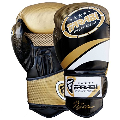 Farabi Boxing Gloves Boxing Gloves for Training Punching Sparring Muay Thai Kickboxing Gloves (Golden, 14Oz)