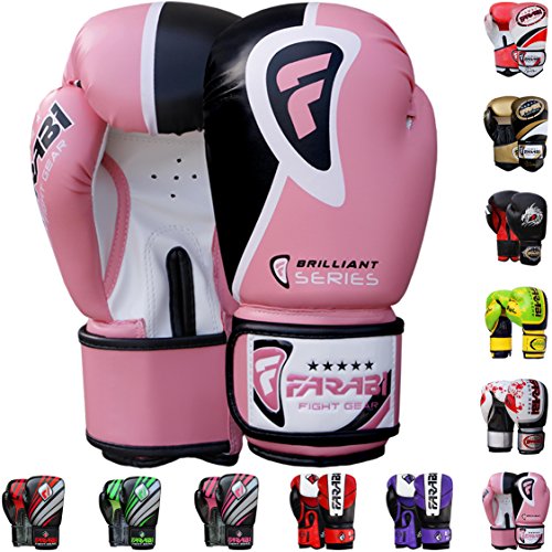 Farabi Boxing Gloves Boxing Gloves for Training Punching Sparring Muay Thai Kickboxing Gloves (Pink, 16Oz)