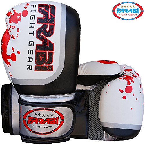 Farabi Boxing Gloves Boxing Gloves for Training Punching Sparring Muay Thai Kickboxing Gloves (White, 14Oz)