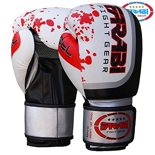 Farabi Boxing Gloves Boxing Gloves for Training Punching Sparring Muay Thai Kickboxing Gloves (White, 14Oz)