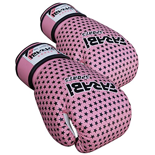 Farabi Boxing Gloves Kids Junior Muay Thai Kick Boxing Training MMA Punching Gloves (Star Pink, 4OZ)