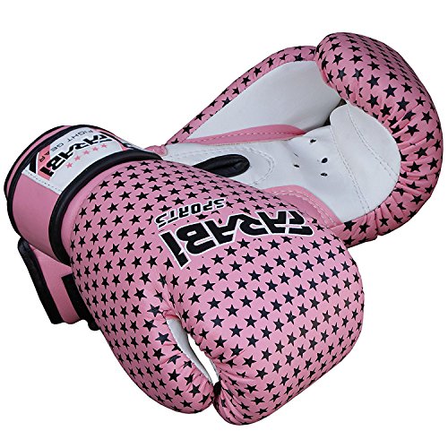 Farabi Boxing Gloves Kids Junior Muay Thai Kick Boxing Training MMA Punching Gloves (Star Pink, 4OZ)