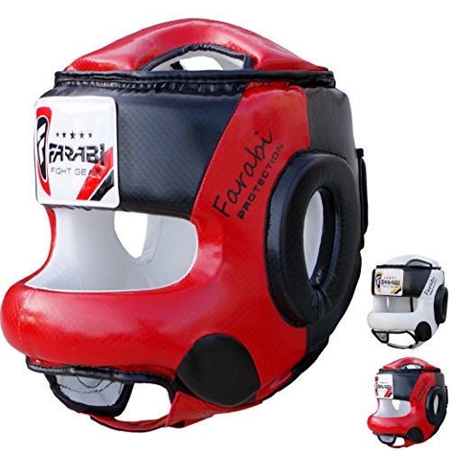 Farabi Boxing MMA Muay Thai Fitness Kick Boxing Head Guard Head Protector Helmet Front Bar (Red & Black, L/XL) Farabi Boxing MMA Muay Thai Fitness Kick Boxing Head Guard Head Protector Helmet Front Bar (Red & Black, L/XL)