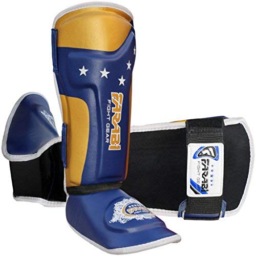 Farabi empeine Espinilleras Guardia Kids Junior protector Kick Boxing Muay Thai Formación Par de tamaño normal