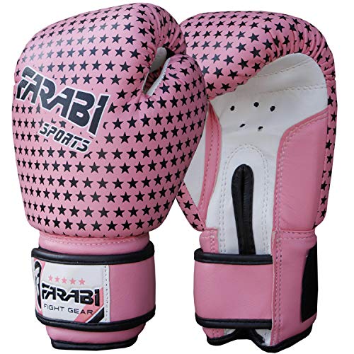 Farabi - Guantes de boxeo para niña, guantes de combate para MMA, muay thai. Color rosa. Peso: 113 g