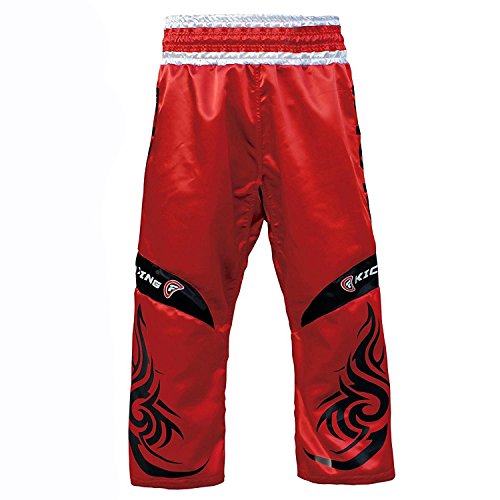 Farabi Kickboxing Trousers Pants Mix Martial Arts Full Contact Blue Red Black Adult & Kids Sizes (Red, Medium)