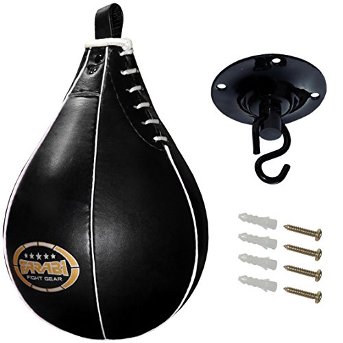 FARABI Leather Speed Ball Black Muay Thai MMA Material Arts Speed Ball MMA Speed Ball Workout Speed Ball Training Speed Ball Punching Speed Ball Boxing Speedball Punching Workout Speed Ball