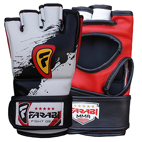 Farabi MMA Fighter gloves Tapout Synthetic Leather Series for Muai Thai , Martial Arts , Kickboxing UFC Cage Grappling Training Sparring Workout punching Sessions. (XL)