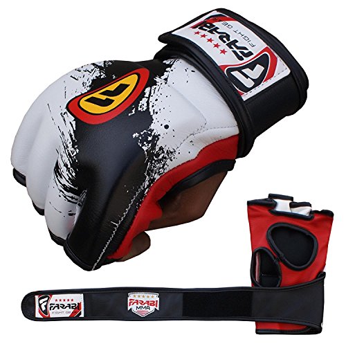 Farabi MMA Fighter gloves Tapout Synthetic Leather Series for Muai Thai , Martial Arts , Kickboxing UFC Cage Grappling Training Sparring Workout punching Sessions. (XL)