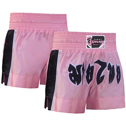 Farabi Muay Thai Shorts Kickboxing Pink Boxing Trunks Kids to Adult (M) Farabi Muay Thai Shorts Kickboxing Pink Boxing Trunks Kids to Adult (M)