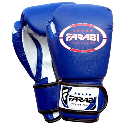 Farabi Sports - Guantes de boxeo para niños (piel sintética, 113 g), color azul