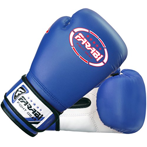 Farabi Sports - Guantes de boxeo para niños (piel sintética, 113 g), color azul Farabi Sports - Guantes de boxeo para niños (piel sintética, 113 g), color azul