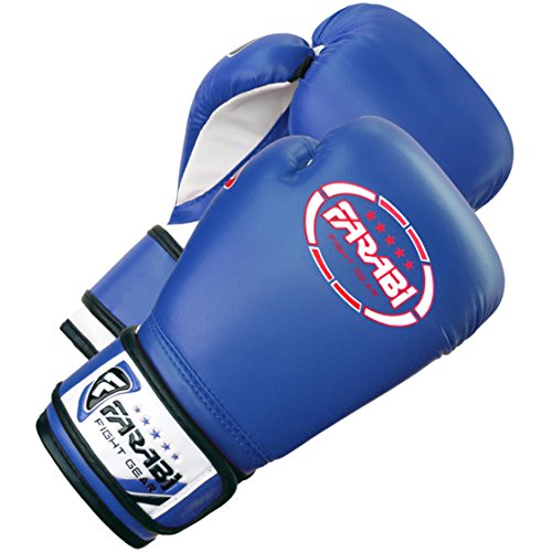 Farabi Sports - Guantes de boxeo para niños (piel sintética, 113 g), color azul Farabi Sports - Guantes de boxeo para niños (piel sintética, 113 g), color azul