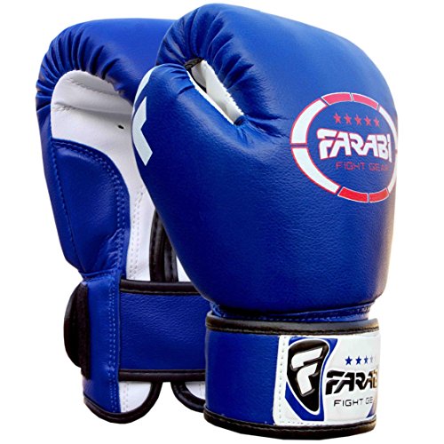 Farabi Sports - Guantes de boxeo para niños (piel sintética, 113 g), color azul Farabi Sports - Guantes de boxeo para niños (piel sintética, 113 g), color azul