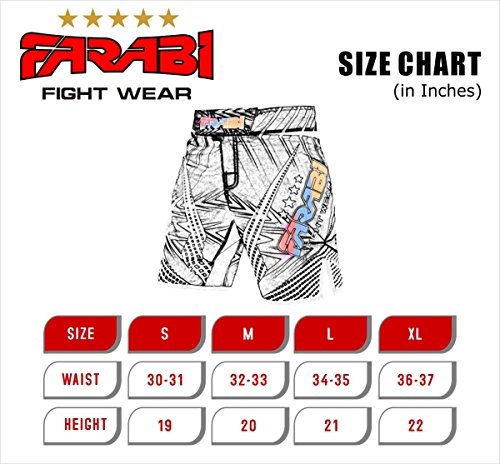 Farabi Sports MMA Shorts Compitiion Training Cage Fight Kick Boxing Muay Thai Pant, Size Guideline in Pictures Area (X-Large)