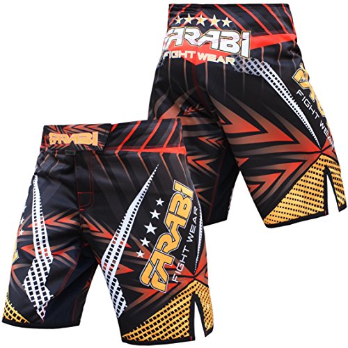 Farabi Sports MMA Shorts Compitiion Training Cage Fight Kick Boxing Muay Thai Pant, Size Guideline in Pictures Area (X-Large)