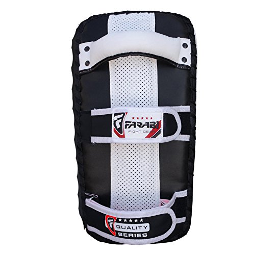 Farabi Thai Pad Kick Shield MMA Kickboxing Muay Thai Training Pad Arm Pad Strike Shield(Single Unit) (White/Black)