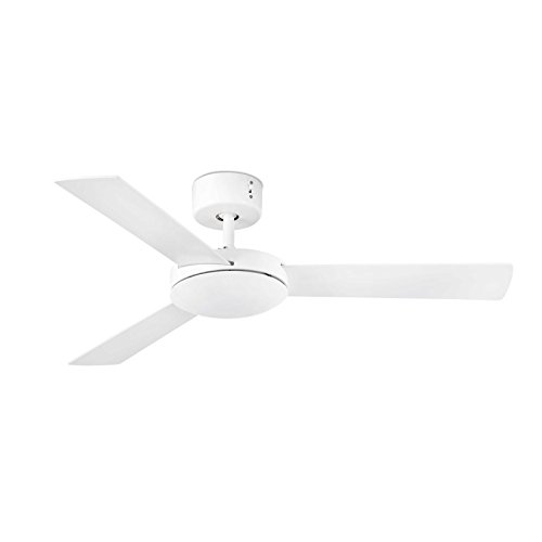 Faro Barcelona 33603 - MINI MALLORCA Ventilador de techo sin luz, metal y palas mdf reversibles blanco/arce, color blanco