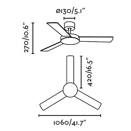 Faro Barcelona 33605 - MALLORCA Ventilador de techo sin luz, acero + 3 palas madera mdf reversibles marrón/cerezo