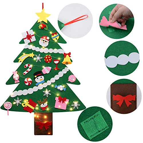 Fascigirl Árbol de Navidad de Fieltro, 39 Inch DIY Navidad Decoración los Ornamentos Desmontables 28pcs y Cadena de Luces Regalos Colgantes de Navidad de la Pared para Niños Fascigirl Árbol de Navidad de Fieltro, 39 Inch DIY Navidad Decoración los Ornamentos Desmontables 28pcs y Cadena de Luces Regalos Colgantes de Navidad de la Pared para Niños