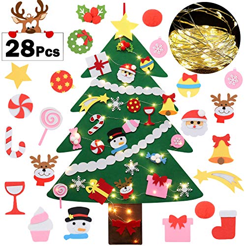 Fascigirl Árbol de Navidad de Fieltro, 39 Inch DIY Navidad Decoración los Ornamentos Desmontables 28pcs y Cadena de Luces Regalos Colgantes de Navidad de la Pared para Niños Fascigirl Árbol de Navidad de Fieltro, 39 Inch DIY Navidad Decoración los Ornamentos Desmontables 28pcs y Cadena de Luces Regalos Colgantes de Navidad de la Pared para Niños