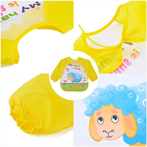 Fascigirl Baberos Bebe, Baberos Bebe Impermeables Baberos Bebe Niña Baberos con Mangas Larga Bibs Baberos para Comida Alimentos Arte Artesanía Pintura Jugar Baberos Limpiables (4 Piezas Baberos A)