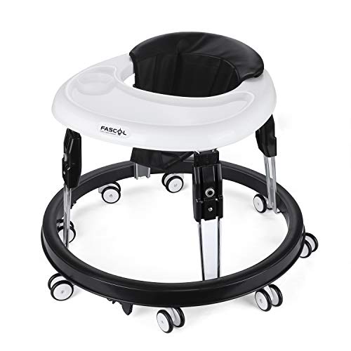 Fascol Andador Bebé con 8 Ruedas Universales, Marco 3 Alturas Regulables y Asiento Ajustable, Tacatas para Bebes Mayores de 8 Meses, Plegable con Plato Desmontable, Negro Fascol Andador Bebé con 8 Ruedas Universales, Marco 3 Alturas Regulables y Asiento Ajustable, Tacatas para Bebes Mayores de 8 Meses, Plegable con Plato Desmontable, Negro
