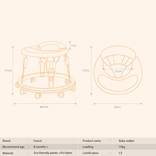 Fascol Andador Bebe,Plegable Caminador con Plato Desmontable y 8 Ruedas Silenciosas para Bebes Mayores de 8 Meses, (Blanco) Fascol Andador Bebe,Plegable Caminador con Plato Desmontable y 8 Ruedas Silenciosas para Bebes Mayores de 8 Meses, (Blanco)