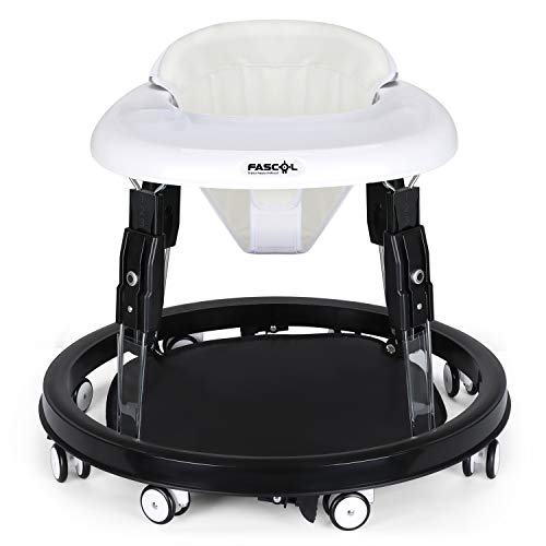 Fascol Andador Bebe,Plegable Caminador con Plato Desmontable y 8 Ruedas Silenciosas para Bebes Mayores de 8 Meses, (Blanco)