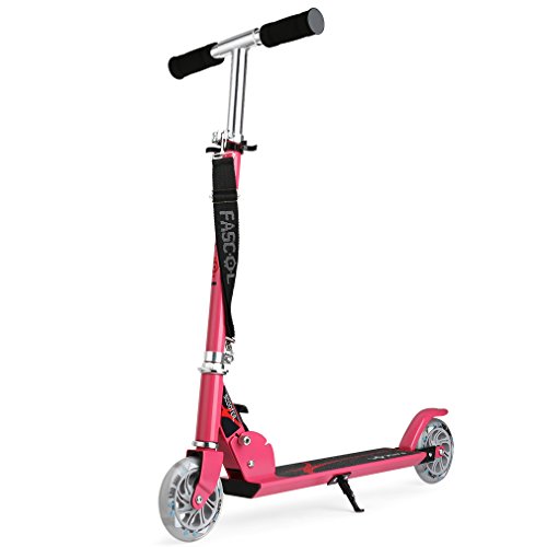 Fascol Patinete Plegable con Dos Ruedas, Patinete Monopatín Scooter para Ciudad niños 3 - 13 años, Rosa