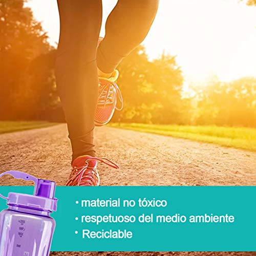 Fastdisk Botella de Agua de Gran Capacidad 2L, Boca Ancha portátil, Gran plástico watera verfugas Taza Espacial, Tazas de Viaje Gratis BPA con Escala, Paja