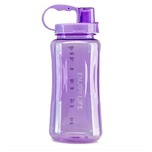 Fastdisk Botella de Agua de Gran Capacidad 2L, Boca Ancha portátil, Gran plástico watera verfugas Taza Espacial, Tazas de Viaje Gratis BPA con Escala, Paja