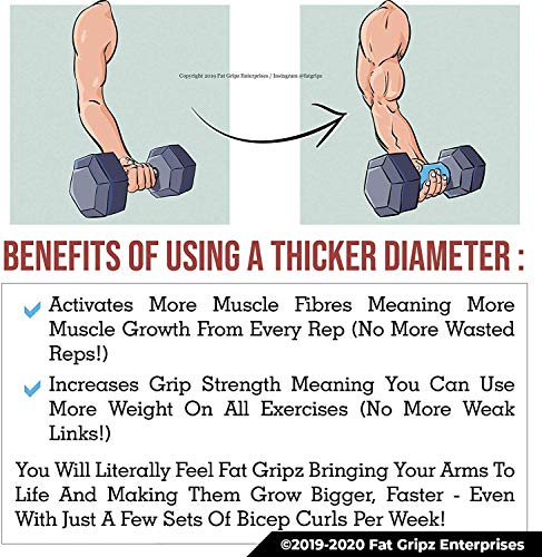 Fat Gripz - La Forma mas Simple y comprobada de Obtener bíceps y antebrazos mas Grandes de Forma rápida (diámetro Externo de 5,7cm) (Utilizado por Muchos Jugadores de la NFL)