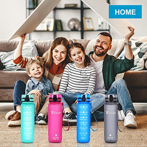 Favofit 1 Litro Botella de agua deportiva con marcador de tiempo motivacional, filtro de infusor de frutas y cepillo de limpieza, a prueba de fugas, plástico Tritan sin BPA, Gris Favofit 1 Litro Botella de agua deportiva con marcador de tiempo motivacional, filtro de infusor de frutas y cepillo de limpieza, a prueba de fugas, plástico Tritan sin BPA, Gris