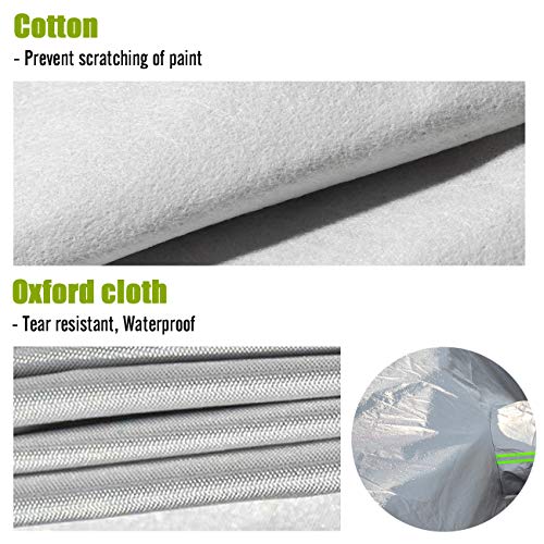 Favoto Cubierta de Coche Impermeable Funda de Coche Exterior Anti-UV Transpirable Resistente al Polvo Lluvia Rasguño Nieve al Aire Libre 490x190x150cm Plata Favoto Cubierta de Coche Impermeable Funda de Coche Exterior Anti-UV Transpirable Resistente al Polvo Lluvia Rasguño Nieve al Aire Libre 490x190x150cm Plata
