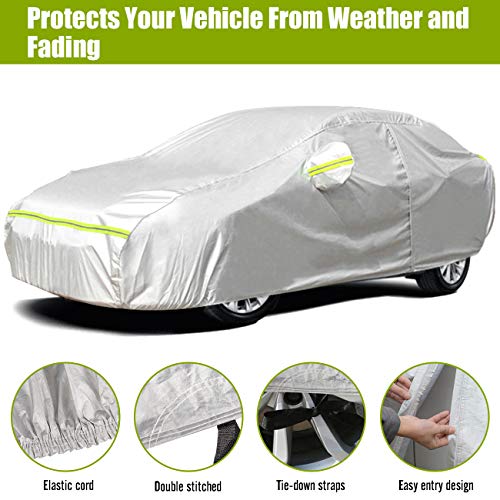 Favoto Cubierta de Coche Impermeable Funda de Coche Exterior Anti-UV Transpirable Resistente al Polvo Lluvia Rasguño Nieve al Aire Libre 490x190x150cm Plata Favoto Cubierta de Coche Impermeable Funda de Coche Exterior Anti-UV Transpirable Resistente al Polvo Lluvia Rasguño Nieve al Aire Libre 490x190x150cm Plata