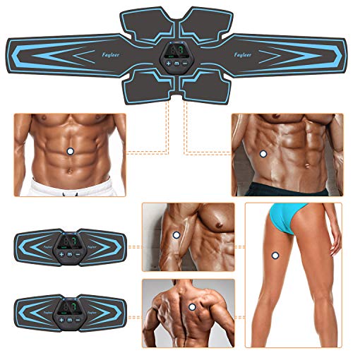 fayleer Electroestimulador Muscular Abdominales, EMS Estimulación Muscular Masajeador Eléctrico Cinturón con Pantalla LCD, USB Recargable, para Abdomen/Cintura/Pierna/Brazo