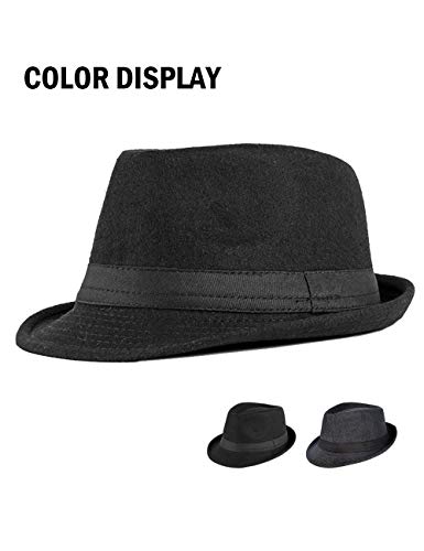 FBBULES Elegante Sombrero de Jazz Sombrero Fieltro Panamá ala Ancha Hat Fedora Sombreros de Sombrerera Sombreros de Vestir Trilby Cap para Viaje Fiesta Boda Viaje de Hombres Mujers