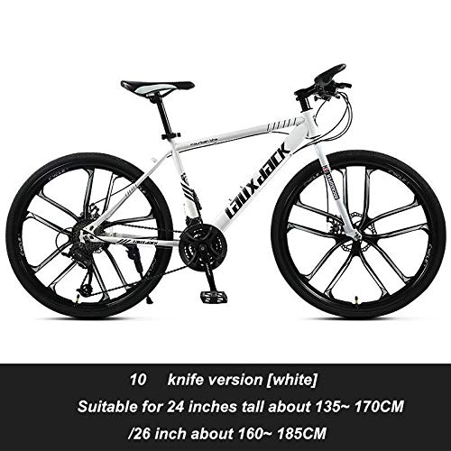 Fbestxie Bicicleta Mountain Bike Adventure con Ruedas De 26" 21 Velocidades Adultos Unisex Freno De Disco Hidráulico City con De Bicicleta,Blanco,L