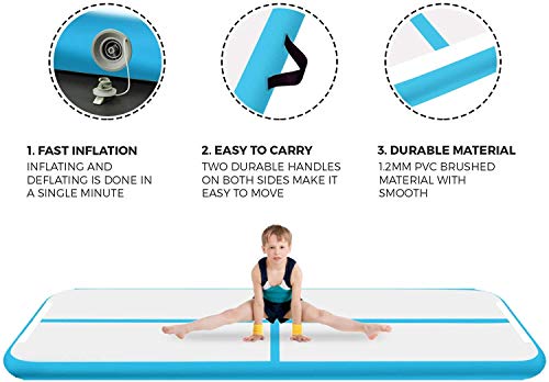 FBSPORT Airtrack 10cm Espeso Colchoneta Largo 3M Inflable de airtrack Gimnasia,Tumbling Gimnasia Entrenamiento Tapete