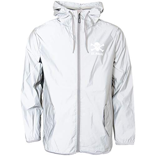 FC St. Pauli Chubasquero Chaqueta Top Reflective Outdoor Lluvia Impresión Calavera Unisex Mujer Hombre Mujeres Hombres Antracita (L)